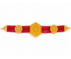 TreegoArt Uttarakhand Traditional Handcrafted Choker Necklace Guloband For Women - Pack Of 1 raudona