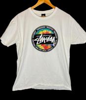 Stussy T Shirt Roots Reggae Surf Streetwear Vintage Y2K Colorful Graphic Sz L Unisex T-Shirt M white