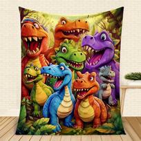 3D dinozaurų rašto pledas smagus šiltas patogus tinka sofoms lovoms ir stovyklavimui skalbiamas mašinoje Size: 100*150cm, Weight: 280 GSM
