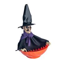 Helovino dekoracija Elektrinis vaisių ir saldainių dubuo Šviečiantis, jutiklinis, siūbuojantis ir kalbantis Elektrinis skeletas žaislas No. 2 Witch Top Hat