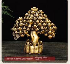 Feng Shui Copper Lucky Money Tree Ornaments Pot Tree Living Room Office Desktop Decoration brown