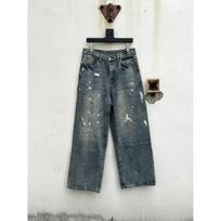 RogueWave Painted and Splashed Baggy Black Jeans Streetwear Washed Distressed Casual Loose Denim Trousers Oversized S mėlyna