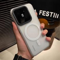 Dėklas Xiaomi 15 prabangus odos pojūtis matinis Magsafe magnetinis atsparus smūgiams telefono dėklas Xiaomi 15 14 Pro 15 Ultra korpusas buferis Xiaomi 15 Pro balta