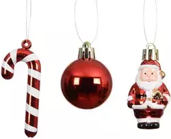 Kalėdinių eglės žaisliukų rinkinys BAUBLES MIX, raudonos sp., 4 cm, 10 vnt