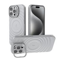 Naujas smūgiams atsparus magnetinis dėklas iPhone 16 Pro Max iPhone15 14 13 iPhone 17 Air Belaidis įkrovimas Atlenkiamas stovas Korpusas Šilkinis prisilietimas Bangų rašto dangtelis iPhone 13 Pro Max pilka