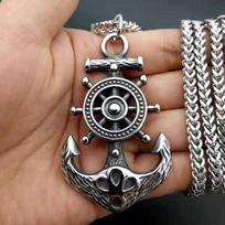 Chiba Ship Anchor Necklace, Fashionable and Domineering Pirate Pendant, Hanging Accessories, Hanging Pendant 50CM(Necklace Size) sidabras