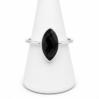Black Onyx Marquise Ring 925 Sterling Silver, Faceted Onyx Gemstone Ring, Sleek Minimalist Jewelry, Elegant Handmade Dainty Ring 7 sidabras