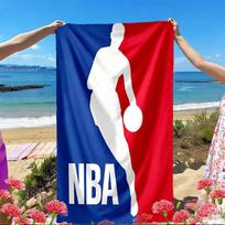 NBA Print Beach Towel, Versatile Lightweight Absorbent Beach Towel for Pool Surf Yoga Bathroom, Perfect Birthday Holiday Gift 70cmx140cm(27x55inch) white