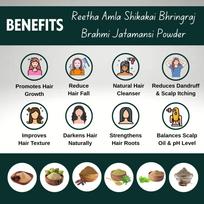 Birju Mahavir Reetha, Amla, Shikakai, Bhringraj, jatamansi, brahmi 100 gram each, Natural, COMBO 1 (BMKB-104) white