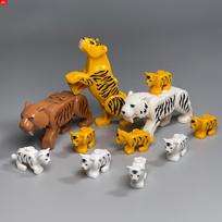 MOC Bricks Animal Little Tigers Saber-toothed Tiger Building Blocks Assembled Particles Children's Toys orange