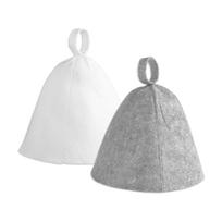 2 vnt. pirties kepurės, veltos vilnos kepurės, SPA galvos apdangalas, aukštai temperatūrai atspari kepurė, puikiai tinkanti garinėms pirtims ir dušams A white