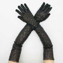Sequins Reflective Gloves Dress Up Prom Bar Gloves Show Group Party Holiday Gloves Dress Stretch Gloves One Size gray