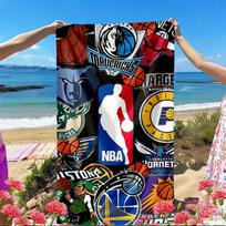 NBA basketball Print Beach Towel, Versatile Lightweight Absorbent Beach Towel for Pool Surf Yoga Bathroom, Perfect Birthday Holiday Gift 70cmx140cm(27x55inch) black