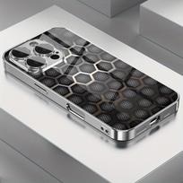 Minimalistinis tekstūruotas korio rašto stiklinis galvanizuotas telefono dėklas, skirtas iPhone 17 16 15 14 13 12 11 Pro Max Plus 17 Air Cover iPhone 13 Pro Max black