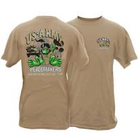 Peace Frogs Mens US Army Mess With The Best Croak Like The Rest Shirt New Small S beige