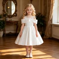Baltos atlasinės suknelės princesei vaikams vestuvėms ir vakarėliams 110cm/4Y black