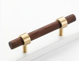 Šiaurietiško stiliaus minimalistinė buko medienos spintos ar stalčiaus rankenėlė su ilgu žalvariniu traukikliu, natūralaus medžio stiliumi (as the picture,knobs)