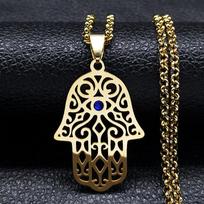 Senovinė arabiška Hamsa rankos pakabukas ant kaklo Nerūdijančio plieno grandinėlė Fatimos rankos Chokeris Amuletas Karoliai Islamas Moteriški papuošalai Dovana black