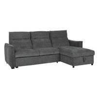 Kampinė sofa-lova su universaliu kampu ir daiktadėže, alyvuogių žalia, 244 × 155/88 × 102 cm