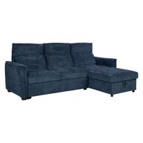 Kampinė sofa-lova, mėlyna, 244 × 155/88 × 102 cm