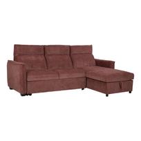Kampinė sofa-lova su daiktadėže ir keičiama kampo puse, tamsiai rožinė, 244 × 155/88 × 102 cm