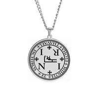 Seal of Archangels Necklaces MICHAEL GABRIEL RAPHAEL AZRAEL CAMAEL Seal Talisman Necklace Stainless Steel Amulet Jewelry 60cm white