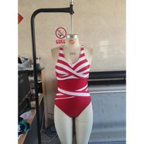New onepiece swimsuit women's sexy black and white striped cross Vneck to cover the belly and look thin conservative vacation swimsuit XXL gray
