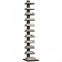 Moderni aukšta, vietą taupanti 11 lentynų knygų spinta pramoninio stiliaus, 34,5x41,5x163,5 cm, juoda 41.5 x 34.5 x 163.5 cm
