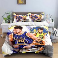 Fashion Basketball Star S-Stephen C-Curry  Print Bedding Sets Bed Supplies Set Duvet Cover Bed Comforter Set Bedding Set Gift AU Single 145x210cm white