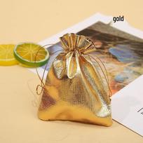 Auksiniai ir sidabriniai raišteliais užtraukiami papuošalų dovanų maišeliai Gold; 7x9 brown
