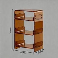 Skaidrus akrilinis naktinis staliukas su laikymo spintelė ir lentyna Triple-layer Brown brown