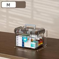 Clear Medicine Organizer Storage Box with Tray, Plastic First Aid Box Empty, Thickened Medicine Container Chest gray