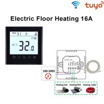 Termostato jutiklinis ekranas „Tuya Smart WiFi“ temperatūros valdiklis, skirtas elektros / vandens / dujų katilui 16A 3A Veikia su „Google Home“ 16A electric heating juoda