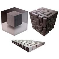 Optinė Iliuzija Sienos Dailė 3D Kampo Sienos Lipdukas Nulupamas ir Lipinamas Nuimamas 3D Efekto Kubas 3pcs gray