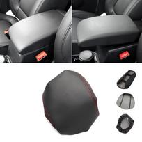 Soft Leather Armrest Cover For VW Tiguan 2014 2015 2016 Car Accessories Interior Center Console Lid Armrest Box Cover Trim A red line gray