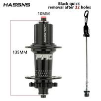 HASSNS PRO7 MTB Hub 32 36 Holes Bearing Bike Freehub Rear Hub Quick Release 32H 36H Four Palin  7 8 9 10 11 12 Speed 6 Pawl Hubs 32H Black Rear gray