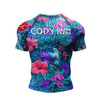 Sports Compression Short-sleeve Jiu-Jitsu Print Elastic Breathable Gym Yoga Running Fight Training Shirts S blue