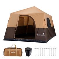 VEVOR Camping Tent, 8 Person Inflatable Cabin Tent with Rechargeable Pump, TPU Air Tube & 4 Large Mesh Windows smėlis
