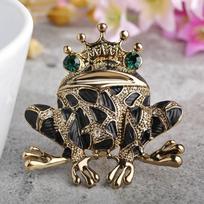Blucome Vivid Frog Crown Sagės Moteriški Vyrai Vaikai Emaliai Sapo Sagės Suknelės Dekoracija Kristalai Sagės Hijab Šaliko priedai juoda