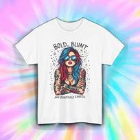 Bold Blunt Shirt Tattoo Girl Beautifully Chaotic Rebel Quote Tee S-4xl 4XL blue