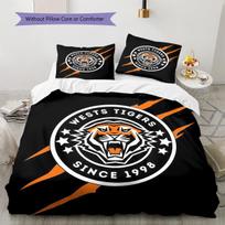 Castleford Tigers Pattern Bedding Quilt Set  Home Decoration  Gift (1 * duvet cover + 2 * pillowcase  without core) 135x200cm white