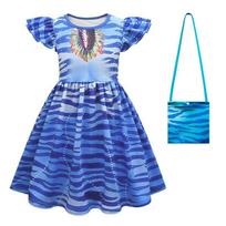 Avatar anime 3D spausdinta mergaičių suknelė Children(140cm) blue