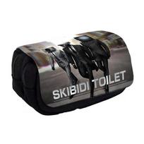 Skibidi Toilet Double Layer Pencil Case With Nylon Material For Students And Office Use Multi gray