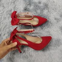 Moteriški 90 mm aksominiai smailianosiai kulkšnies dirželiu, slingback, su banteliu aukštakulniai, vakarėliui, vestuvėms, prie suknelės, batai 39 raudona