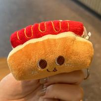 Adorable Burger & Fries Plush Bag Charm Keychain Set red