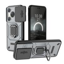 Skirta Huawei Pura 70 P70 Pro Plus Ultra Battle Bear Stumdomas langelis TPU + PC Atsparus smūgiams Metalinis žiedas Automobilio magnetinis adsorbcijos Laikiklis Galinis dėklas Dangtelis Korpusas Pura 70 Ultra pilka