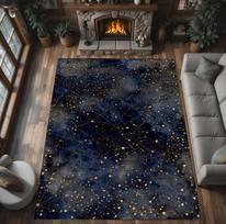 Navy Gold Constellation Area Rug, Celestial Galaxy Night Sky Carpet Decor 80X120cm gray