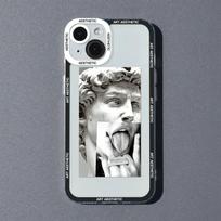 Art Aesthetic David Mona Lisa Phone Case For iPhone 16 15 13 14 12 11 Pro Max Mini SE 7 8 Plus Clear Soft Silicone Covers Fundas iPhone 13Pro black