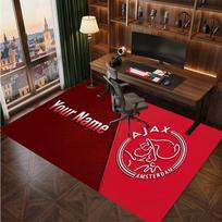 Ajax Amsterdam individualus krištolinio aksomo kilimas, personalizuotas pavadinimo teksto spaudas, futbolo logotipas, minkštas neslystantis grindų kilimėlis, namų dekoras, dovana 40cmx60cm
