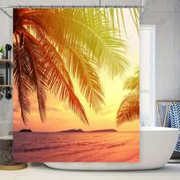 Summer Paradise Shower Curtain Palm Tree Print for Bathroom Decor Beachfront Vibe Coastal Style Home Decoration 90x180cm yellow